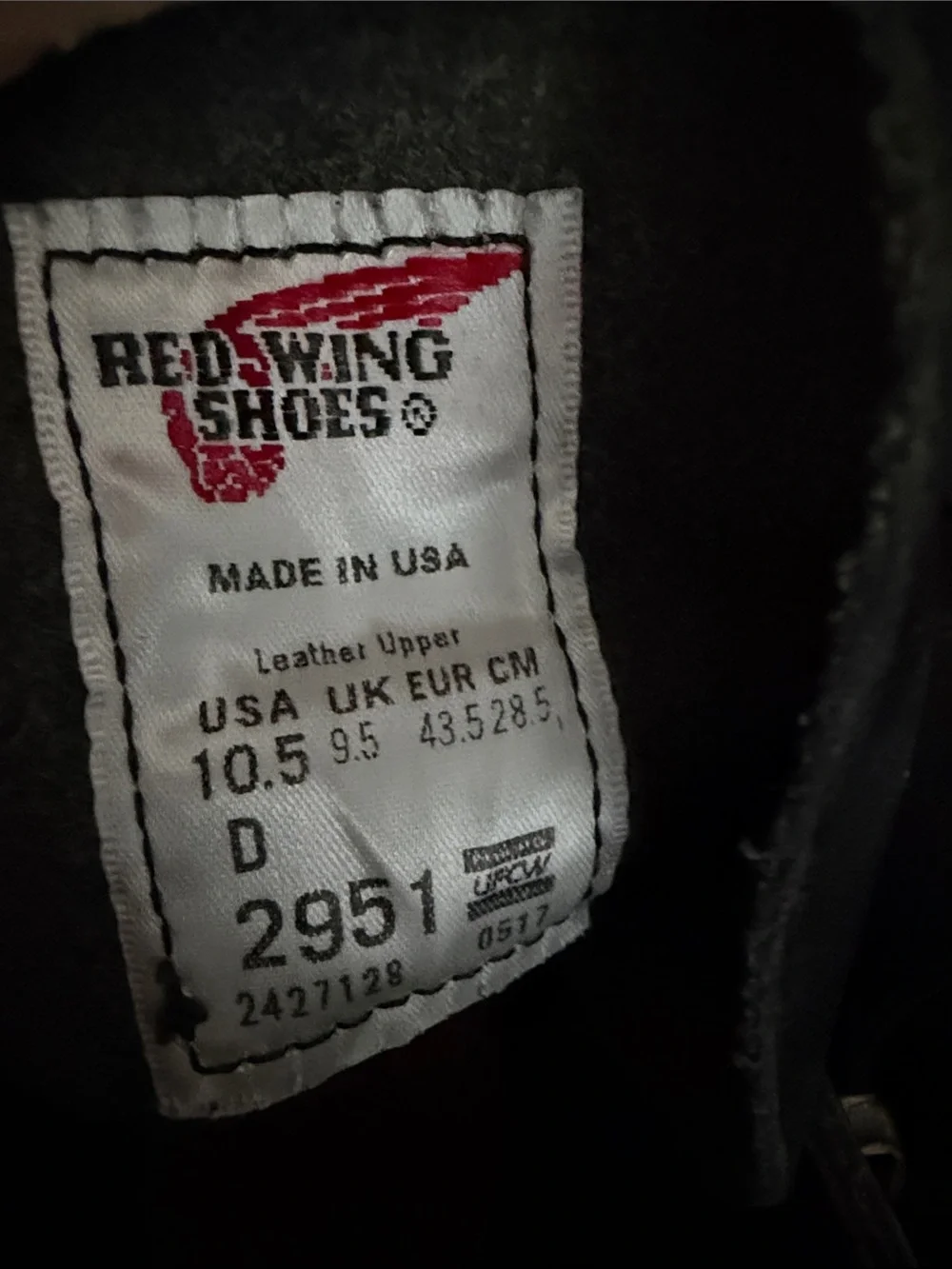 Red Wing 2951 Heritage Work Rover Boot Black Harness Men's Size 10.5 Made In US